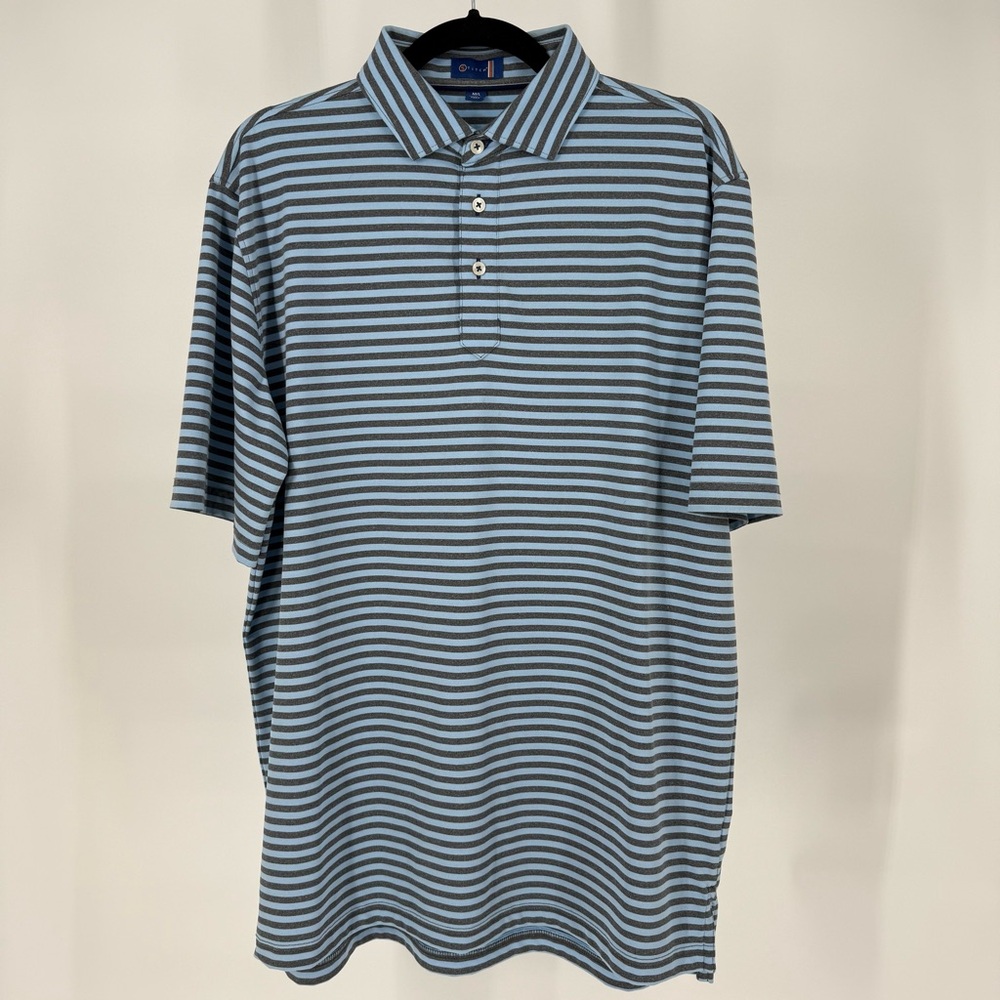 Stitch Golf‎ Performance Polo Shirt M/L Striped Stretch Short Sleeve Casual Logo